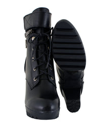 Milwaukee Leather MBL9425 Women's Black Lace-Up Fashion Boots with Double Height Option