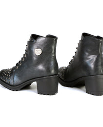 Milwaukee Leather MBL9426 Women's Distress Black Rocker Fashion Boots with Studded Instep