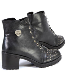 Milwaukee Leather MBL9426 Women's Distress Black Rocker Fashion Boots with Studded Instep