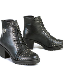 Milwaukee Leather MBL9426 Women's Distress Black Rocker Fashion Boots with Studded Instep