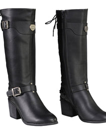 Milwaukee Leather MBL9427 Women's Black Tall Fashion Casual Boots with Back End Lacing