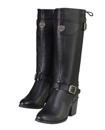 Milwaukee Leather MBL9427 Women's Black Tall Fashion Casual Boots with Back End Lacing