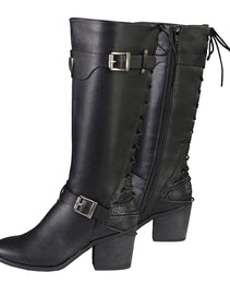 Milwaukee Leather MBL9427 Women's Black Tall Fashion Casual Boots with Back End Lacing