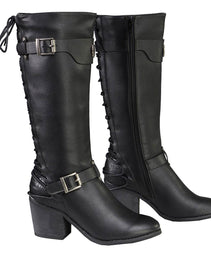 Milwaukee Leather MBL9427 Women's Black Tall Fashion Casual Boots with Back End Lacing