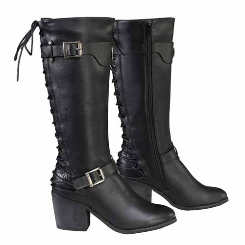 Milwaukee Leather MBL9427 Women's Black Tall Fashion Casual Boots with Back End Lacing