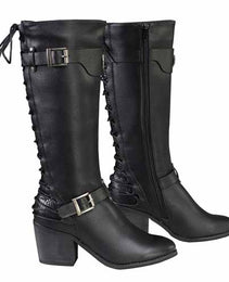 Milwaukee Leather MBL9427 Women's Black Tall Fashion Casual Boots with Back End Lacing