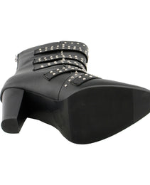 Milwaukee Leather MBL9428 Women's Black Buckle Up Fashion Boots with Studded Bling