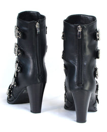 Milwaukee Leather MBL9428 Women's Black Buckle Up Fashion Boots with Studded Bling