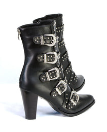 Milwaukee Leather MBL9428 Women's Black Buckle Up Fashion Boots with Studded Bling