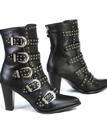 Milwaukee Leather MBL9428 Women's Black Buckle Up Fashion Boots with Studded Bling