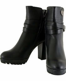 Milwaukee Performance MBL9435 Women's Black Double Strap Side Zipper Boots with Platform Heel