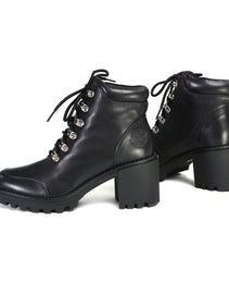 Milwaukee Leather Women's Devine Black Leather Lace to Toe Boots with Platform Heel MBL9439