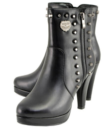 Milwaukee Leather MBL9440 Women's Black Spiked Fashion Boots w/ Side Zippers