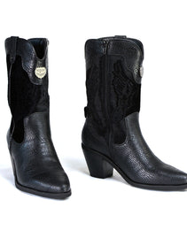 Milwaukee Leather Women's Black Western Style Fashion Boots with Black Snake Print MBL9441