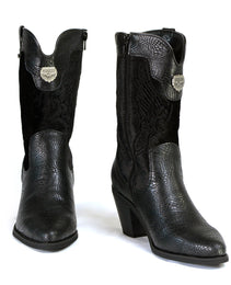 Milwaukee Leather Women's Black Western Style Fashion Boots with Black Snake Print MBL9441