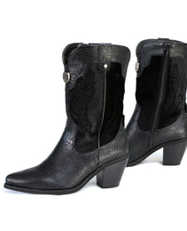 Milwaukee Leather Women's Black Western Style Fashion Boots with Black Snake Print MBL9441