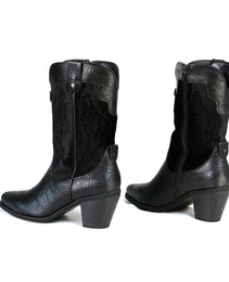 Milwaukee Leather Women's Black Western Style Fashion Boots with Black Snake Print MBL9441