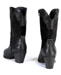 Milwaukee Leather Women's Black Western Style Fashion Boots with Black Snake Print MBL9441