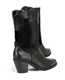 Milwaukee Leather Women's Black Western Style Fashion Boots with Black Snake Print MBL9441