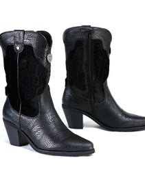 Milwaukee Leather Women's Black Western Style Fashion Boots with Black Snake Print MBL9441