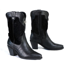 Milwaukee Leather Women's Black Western Style Fashion Boots with Black Snake Print MBL9441