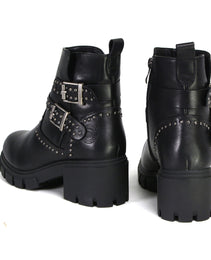 Milwaukee Leather Women's Siren Premium Black Studded Fashion Boots w/ Side Zippers MBL9446