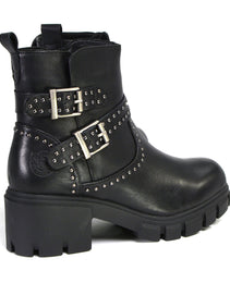 Milwaukee Leather Women's Siren Premium Black Studded Fashion Boots w/ Side Zippers MBL9446