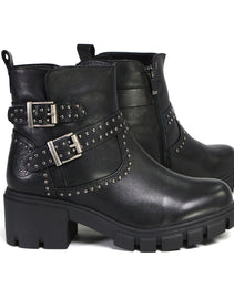 Milwaukee Leather Women's Siren Premium Black Studded Fashion Boots w/ Side Zippers MBL9446