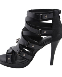 Milwaukee Leather MBL9451 Women's Black Fashion Casual Stiletto Heeled Sandals with Ankle Strap