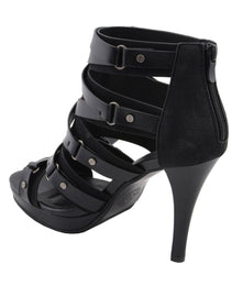 Milwaukee Leather MBL9451 Women's Black Fashion Casual Stiletto Heeled Sandals with Ankle Strap