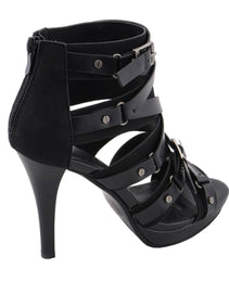 Milwaukee Leather MBL9451 Women's Black Fashion Casual Stiletto Heeled Sandals with Ankle Strap