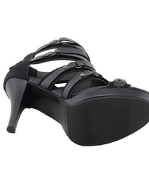 Milwaukee Leather MBL9451 Women's Black Fashion Casual Stiletto Heeled Sandals with Ankle Strap