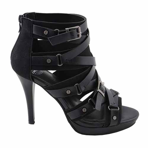 Milwaukee Leather MBL9451 Women's Black Fashion Casual Stiletto Heeled Sandals with Ankle Strap