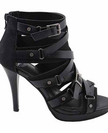 Milwaukee Leather MBL9451 Women's Black Fashion Casual Stiletto Heeled Sandals with Ankle Strap