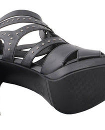 Milwaukee Leather MBL9452 Women's Black Stiletto Heeled Fashion Casual Sandals w/ Studded Ankle Straps