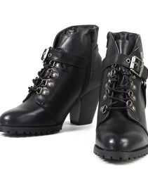 Milwaukee Leather MBL9458 Women's Premium Black Leather Fashion Casual Boots with Classic Harness Ring