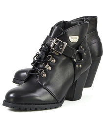 Milwaukee Leather MBL9458 Women's Premium Black Leather Fashion Casual Boots with Classic Harness Ring