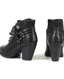 Milwaukee Leather MBL9458 Women's Premium Black Leather Fashion Casual Boots with Classic Harness Ring