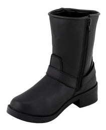 Milwaukee Leather MBL9475 Women's Classic Black Engineer Style Fashion Motorcycle Riding Boots w/ Side Zipper