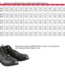 Milwaukee Leather MBM103 Men's Black Leather Lace-Up Motorcycle Boots w/ Dual Side Zipper Entry