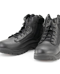 Milwaukee Leather Men's 6-inch Black Leather Swat Style-Tactical Lace-Up Biker Boots w/ Side Zippers MBM9011