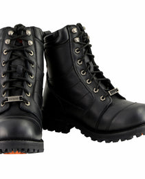 Milwaukee Leather Men's Classic Black Leather 8-inch Lace-Up Logger Motorcycle Rider Boots MBM9030