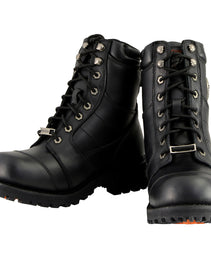 Milwaukee Leather Men's Classic Black Leather 8-inch Lace-Up Logger Motorcycle Rider Boots MBM9030