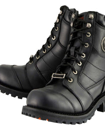 Milwaukee Leather Men's Classic Black Leather 8-inch Lace-Up Logger Motorcycle Rider Boots MBM9030