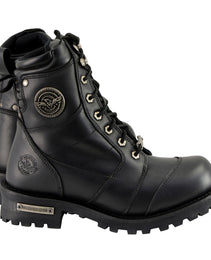 Milwaukee Leather Men's Classic Black Leather 8-inch Lace-Up Logger Motorcycle Rider Boots MBM9030