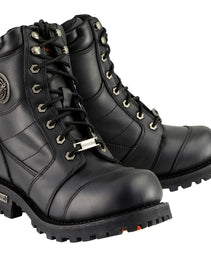 Milwaukee Leather Men's Classic Black Leather 8-inch Lace-Up Logger Motorcycle Rider Boots MBM9030