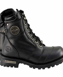 Milwaukee Leather Men's Classic Black Leather 8-inch Lace-Up Logger Motorcycle Rider Boots MBM9030