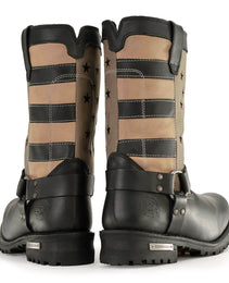 Milwaukee Leather Men's Stars and Stripes Black with Tan Motorcycle Rider Harness Boots MBM9045