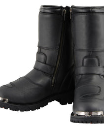 Milwaukee Leather Men's Black Leather Classic Engineer Motorcycle Boots w/ Reflective Piping & Gear Shift Protection MBM9070