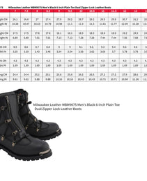 Milwaukee Leather MBM9075 Men's Black Leather 6-inch Plain Toe Dual Zipper Motorcycle Rider Boots